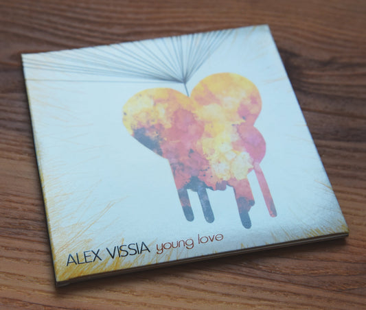 VISSIA Young Love EP on CD; the cover shows a yellow and red watercolour, dripping heart suspended by strings